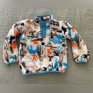 Patagonia Kid Synchilla Fleece Pullover Sweatshirt Funky Pattern 4T EUC 💙🧡